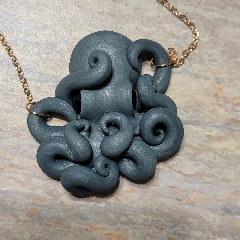 Gray Octopus Necklace